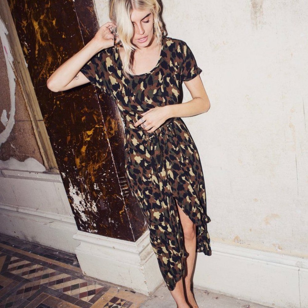 Never Fully Dressed Bella Camo Wrap Dress
